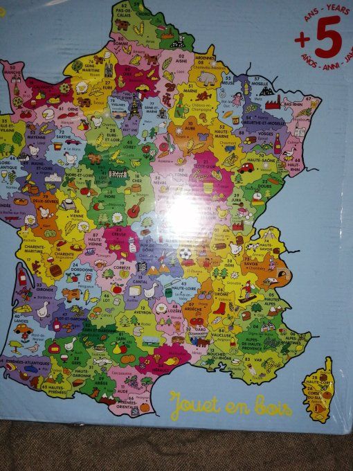 Puzzle bois neuf carte de France magnétique Vilac 
